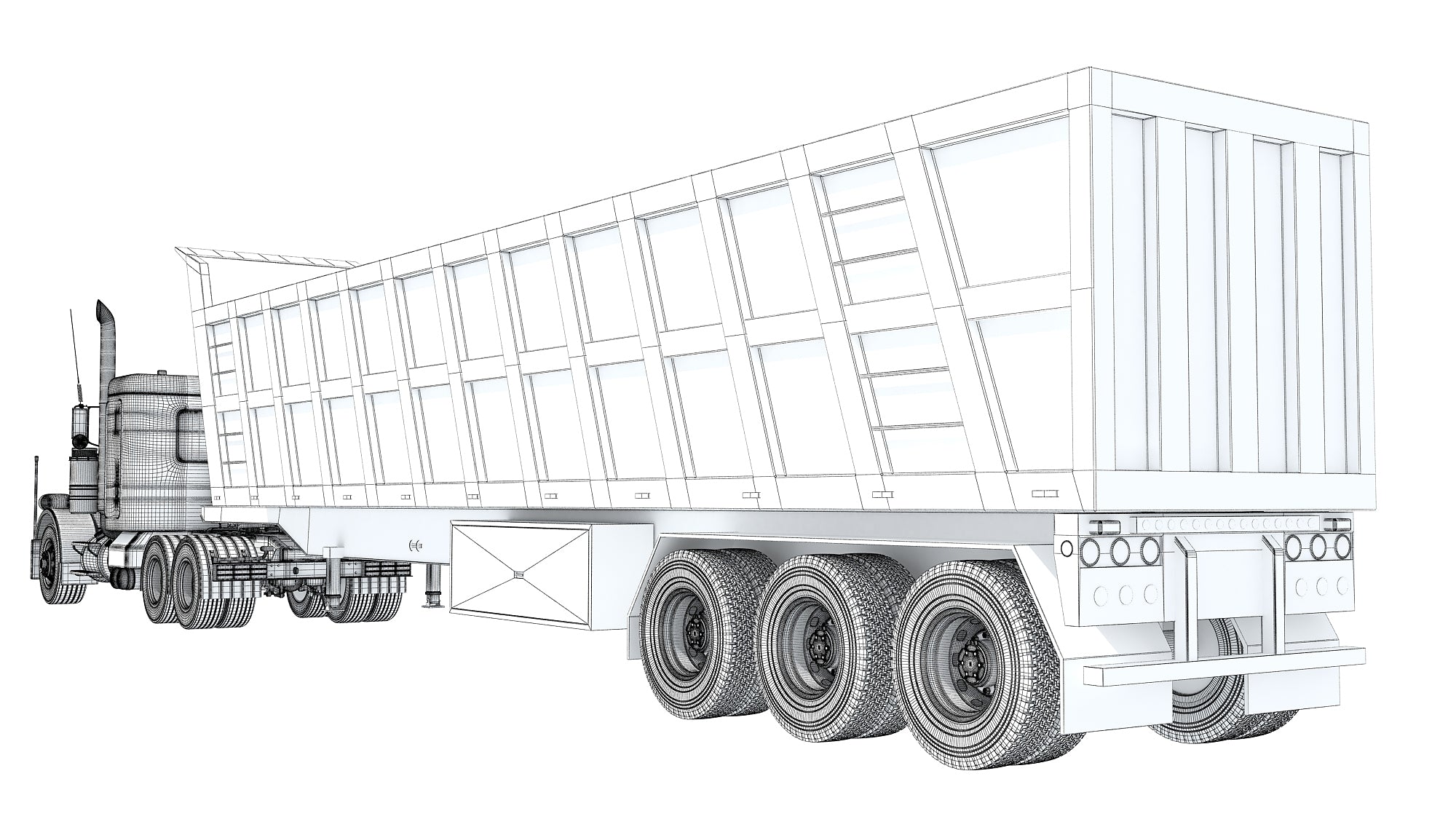 Semi Truck with Tipper Trailer