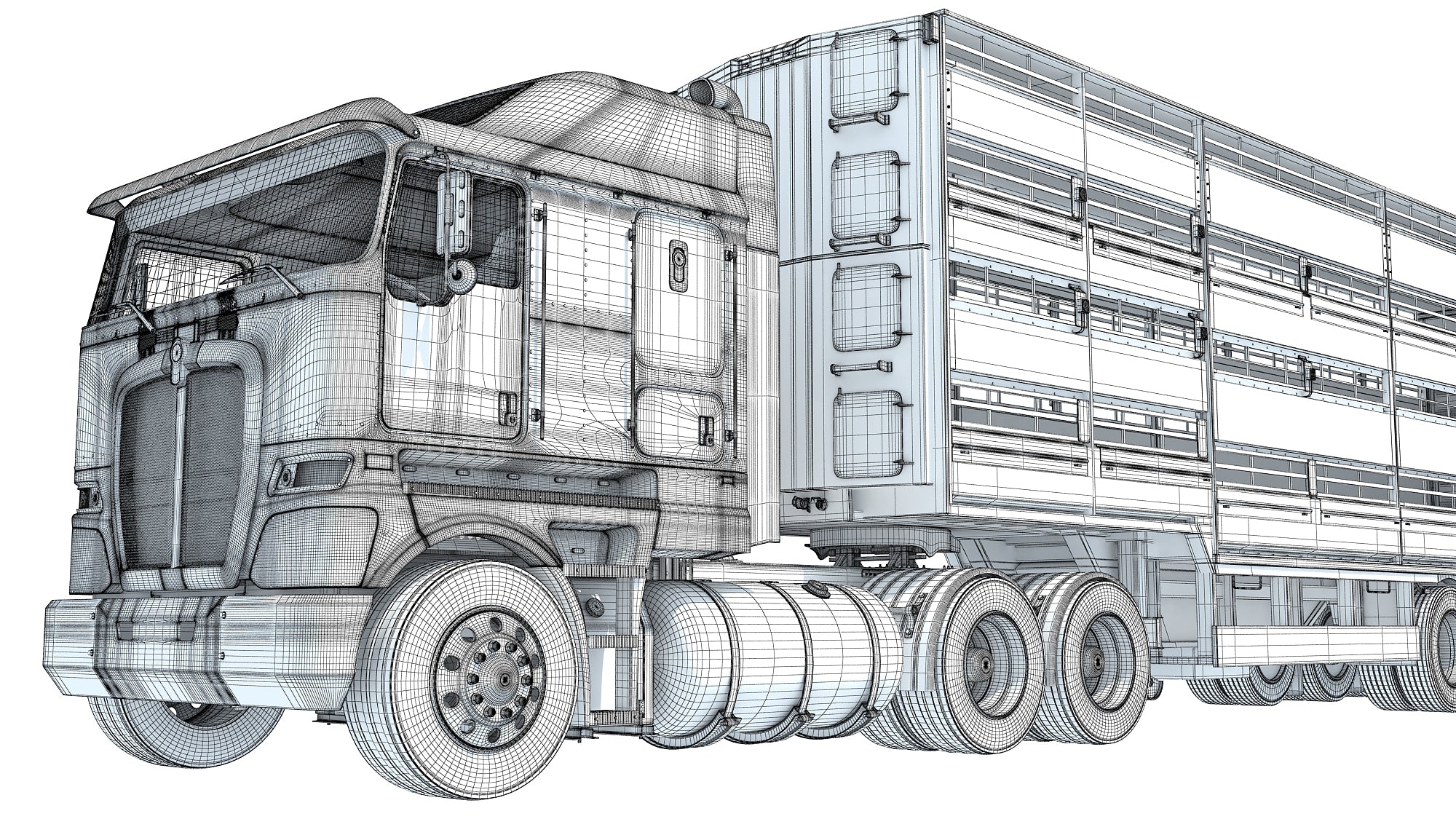 Kenworth Truck with Animal Transporter Trailer