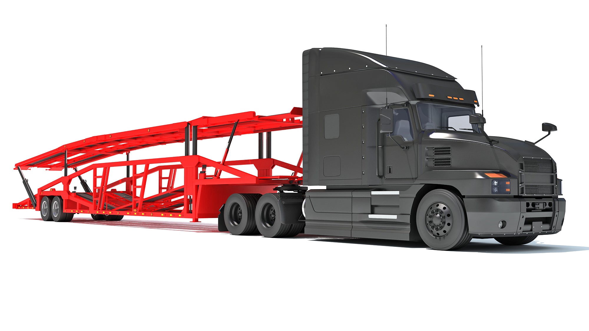 3D Models - Car Hauler Trailer Semi Truck