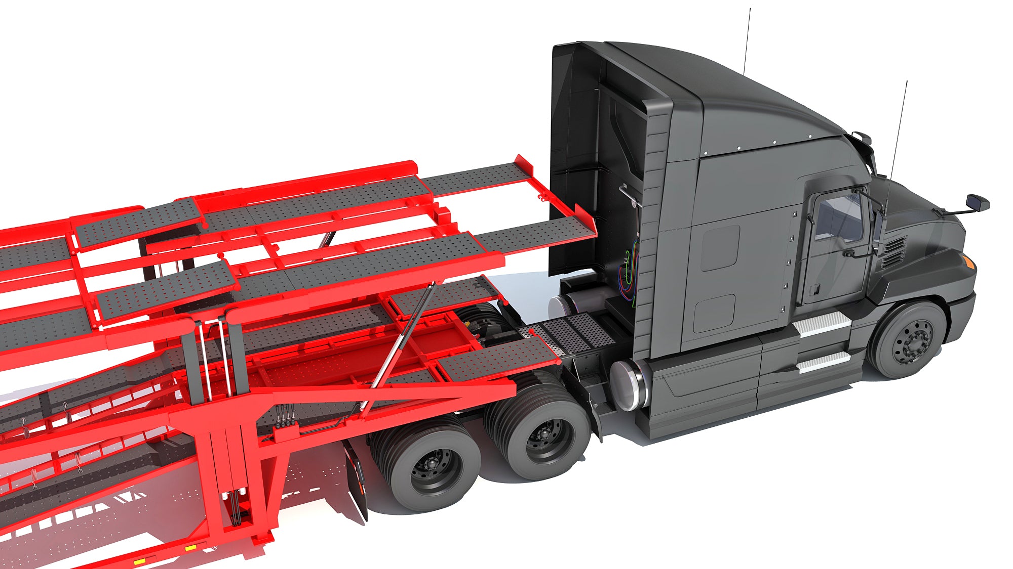 3D Models - Car Hauler Trailer Semi Truck