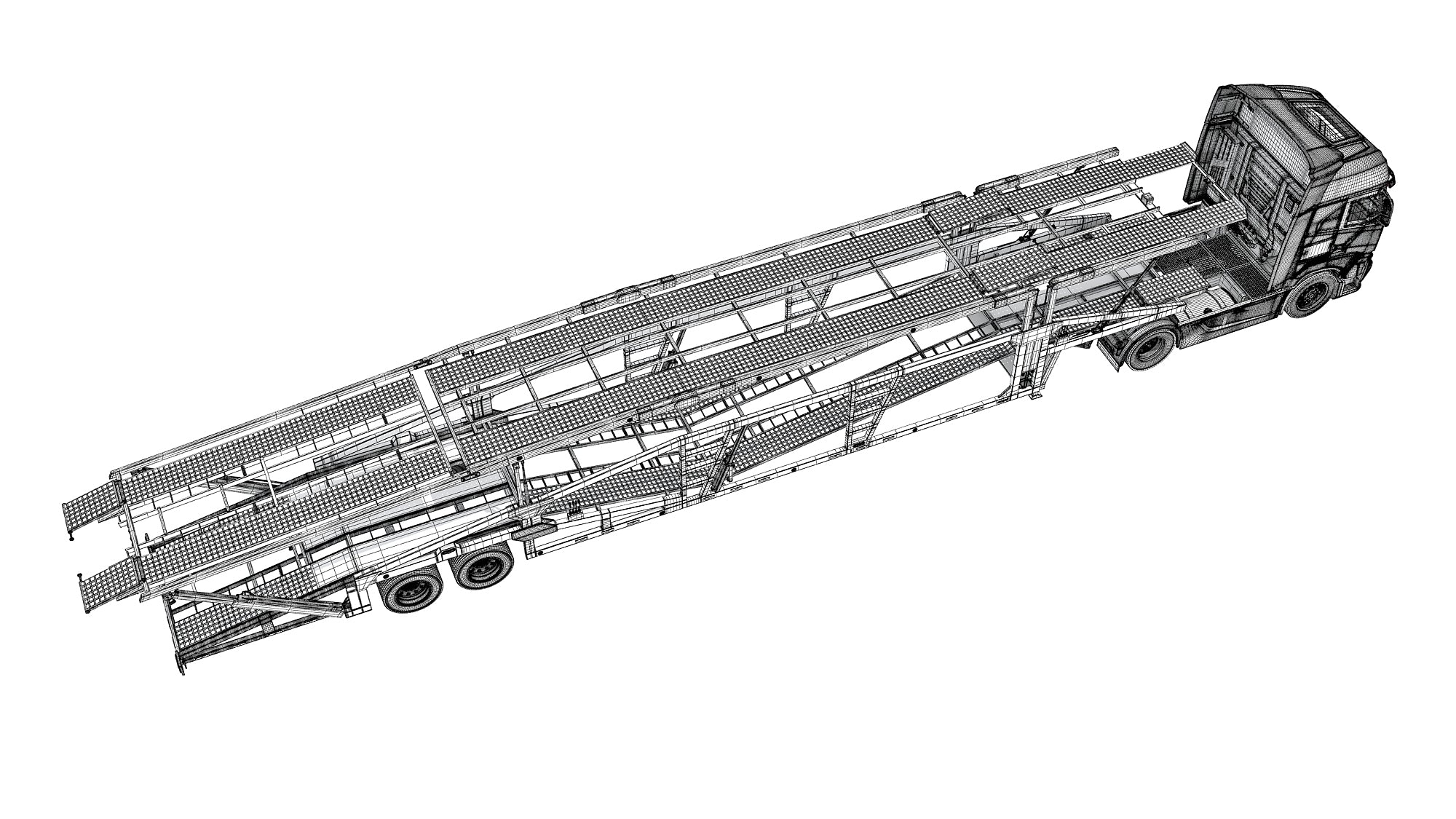 Car Transporter Semi Truck Model