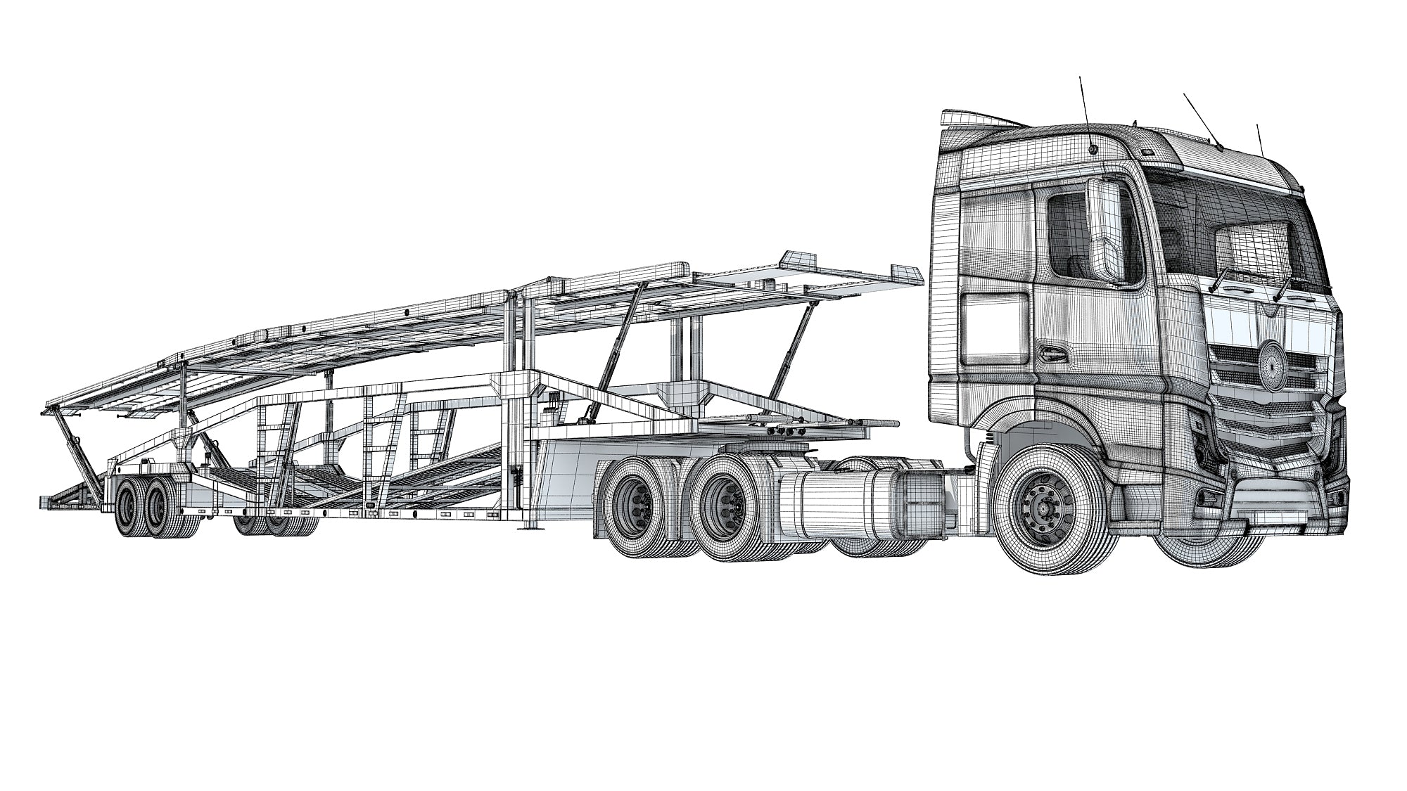 Car Transporter Semi Truck 3D