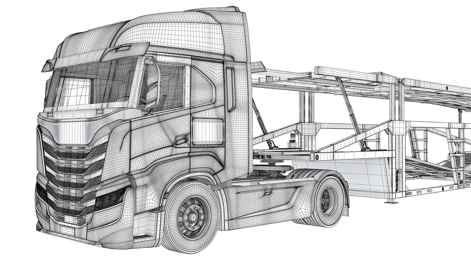 Car Transporter Semi Truck Model