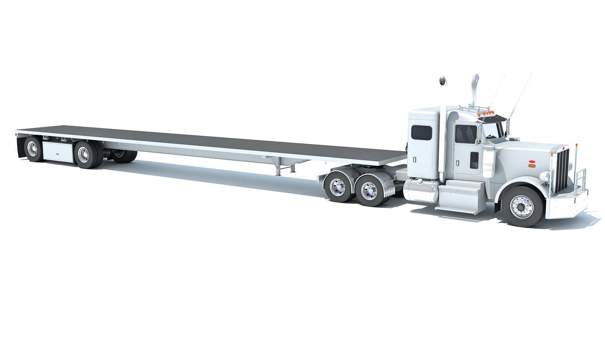 Semi Truck with Flatbed Trailer