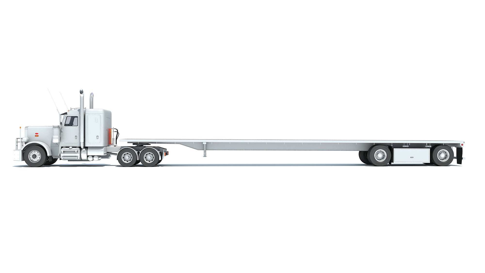 Semi Truck with Flatbed Trailer