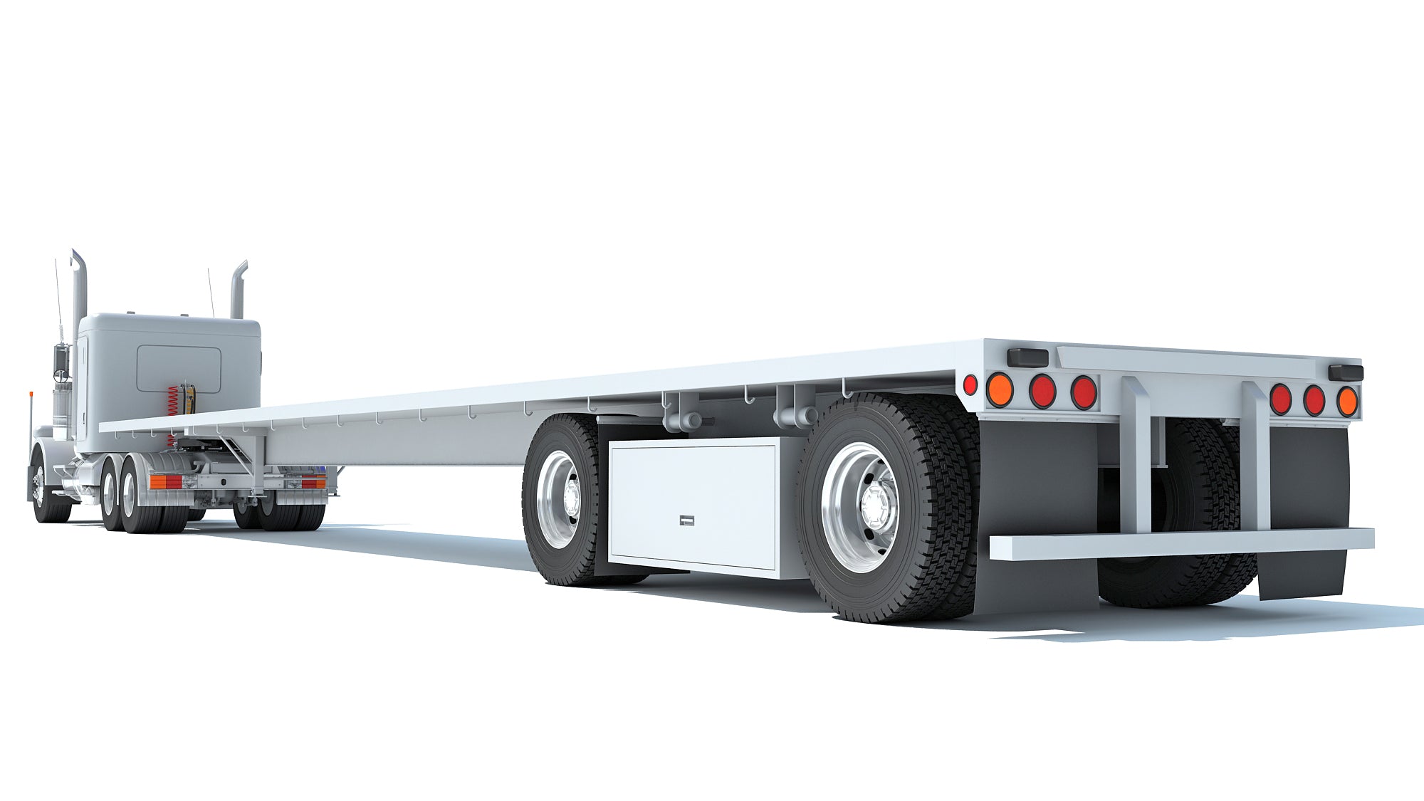 Semi Truck with Flatbed Trailer