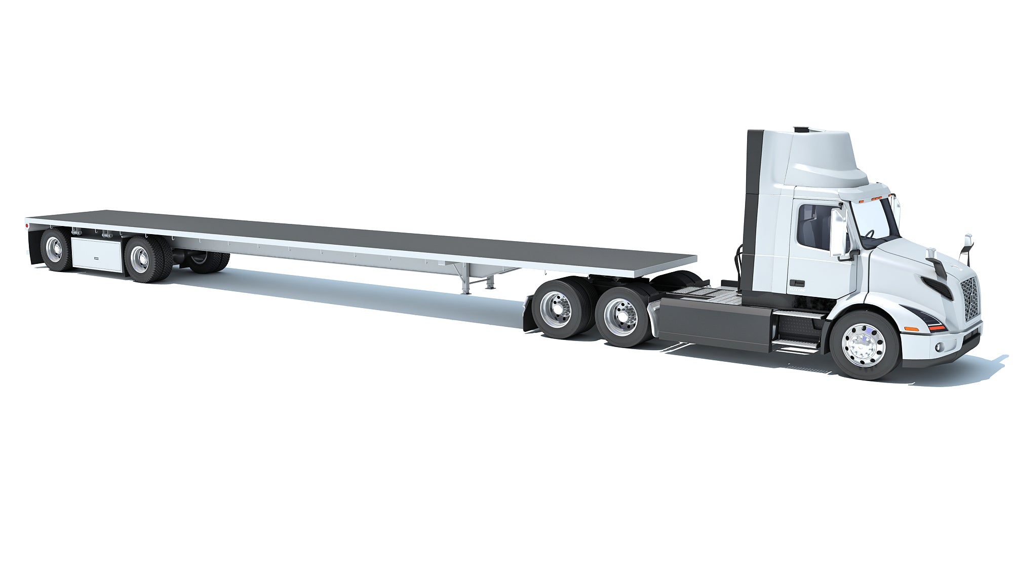 Semi Truck with Flatbed Trailer