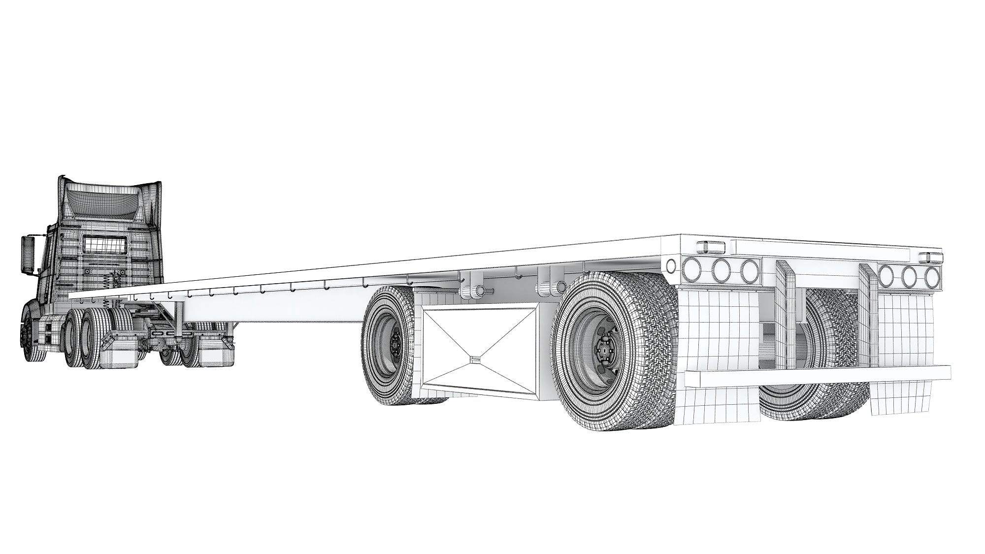 Semi Truck with Flatbed Trailer