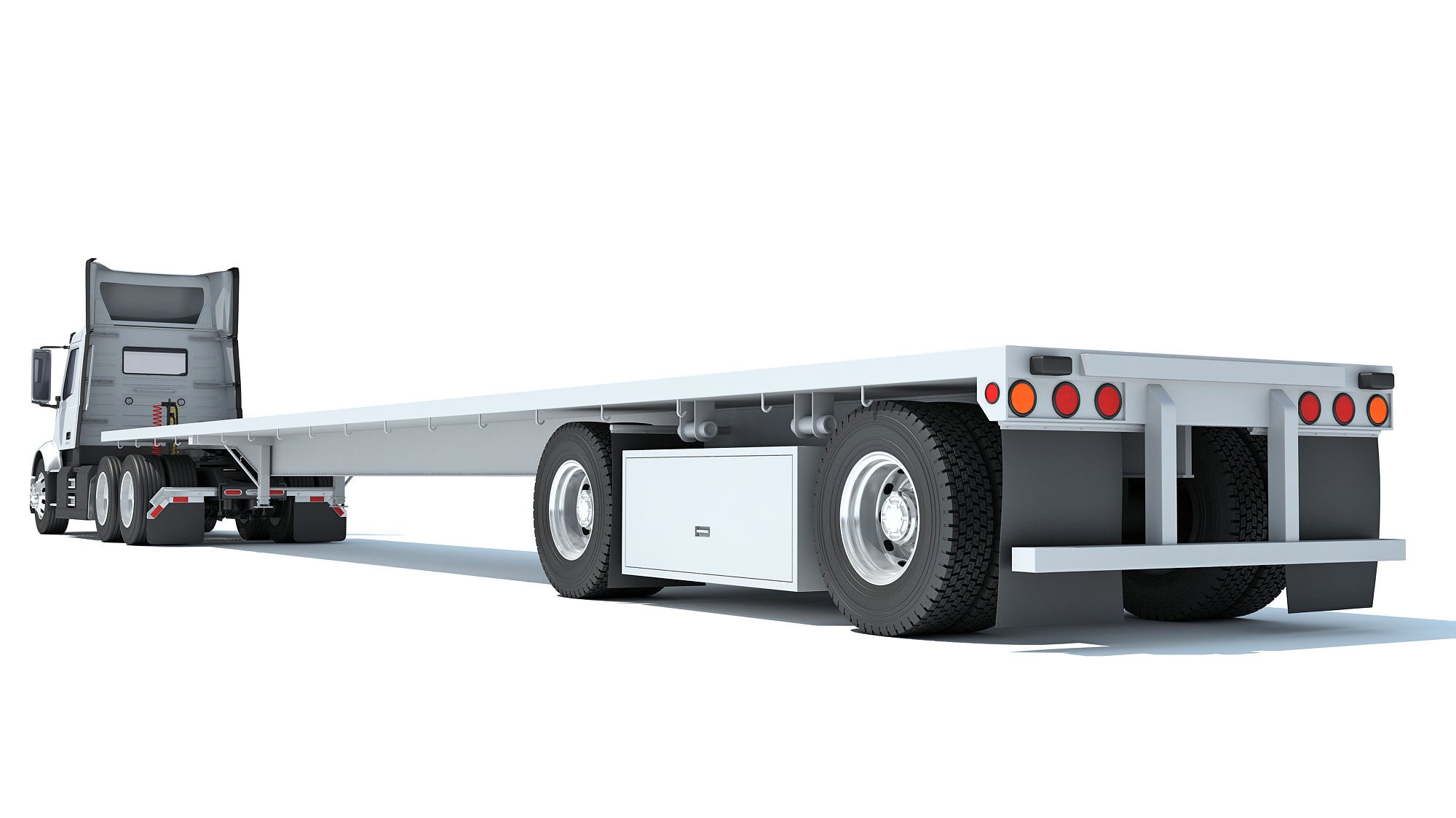 Semi Truck with Flatbed Trailer