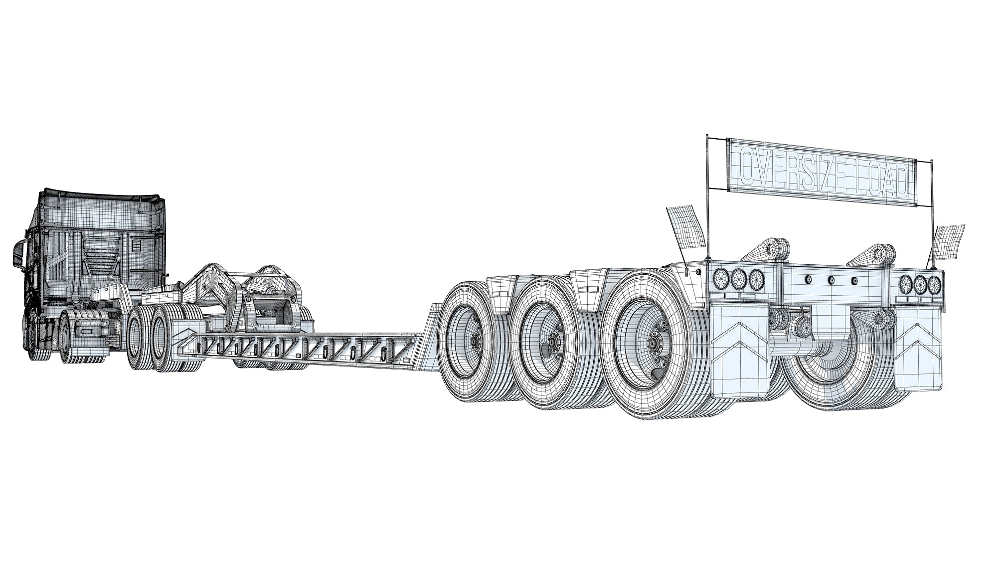 Heavy Truck with Lowboy Trailer