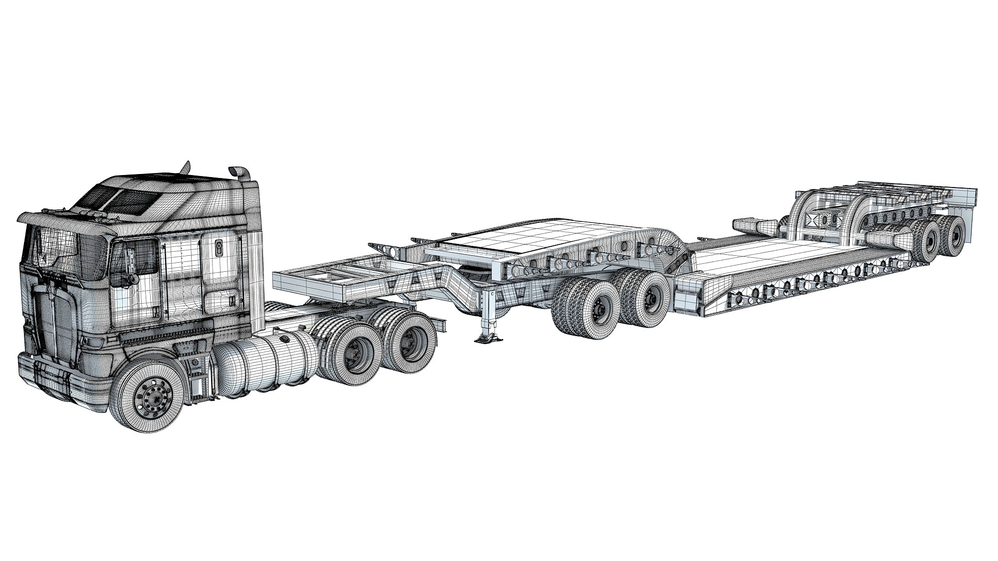 Truck with Lowboy Trailer Kenworth