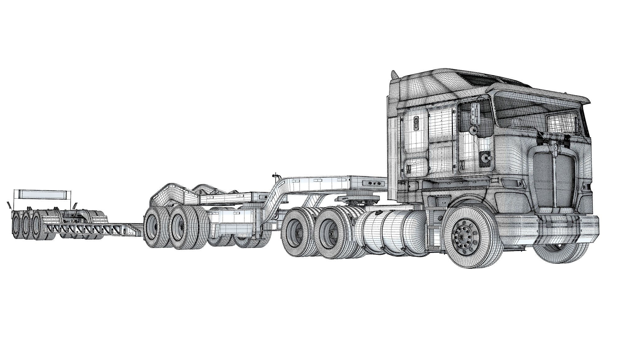 Semi Truck with Lowboy Trailer