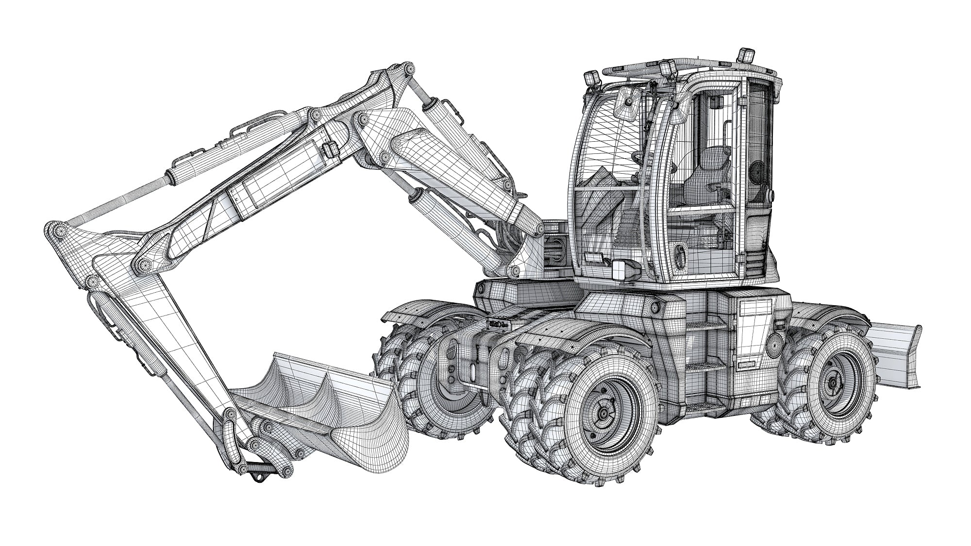 JCB HYDRADIG Wheeled Excavator 3D Model