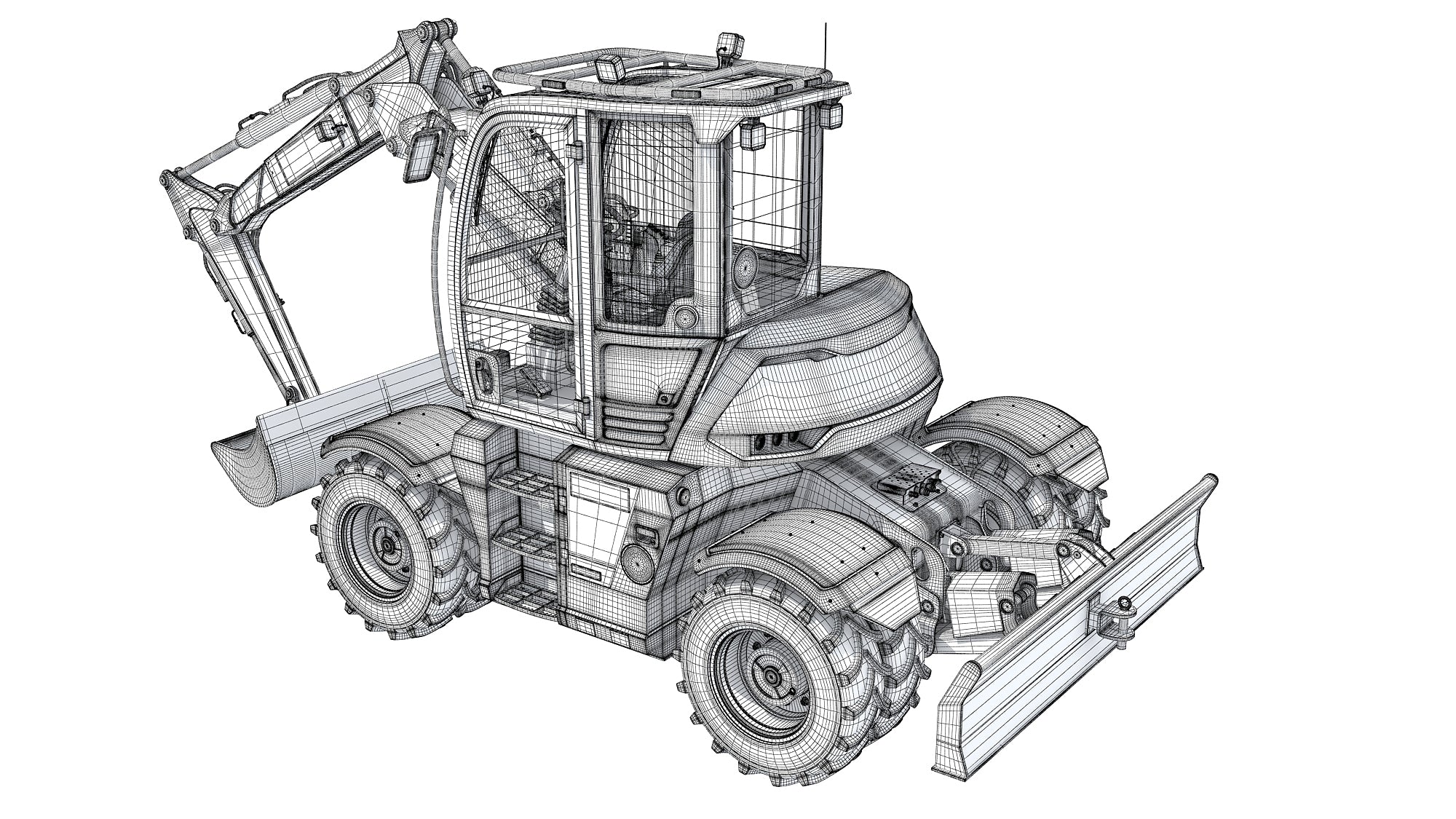 JCB HYDRADIG Wheeled Excavator 3D Model