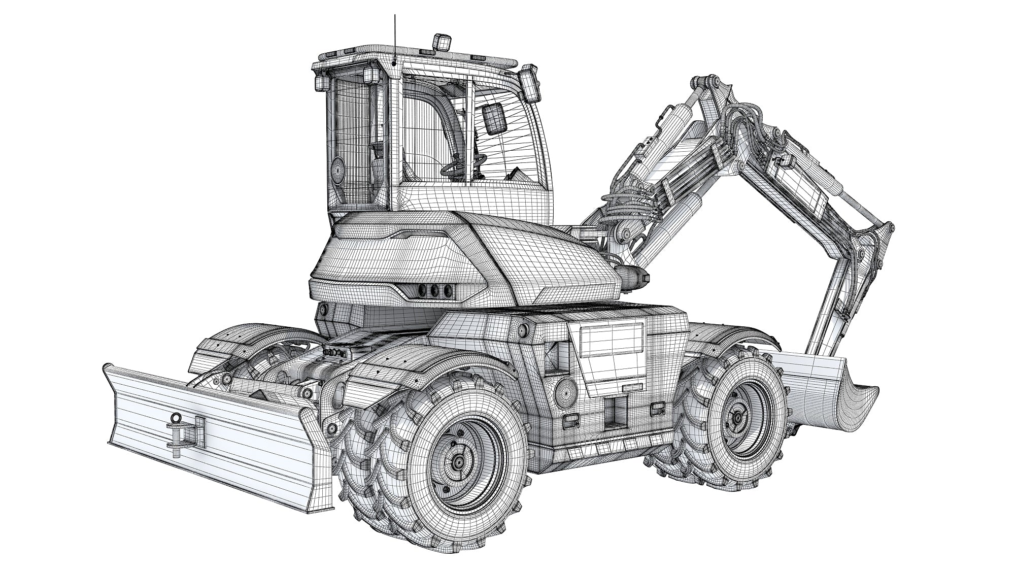 JCB HYDRADIG Wheeled Excavator 3D Model