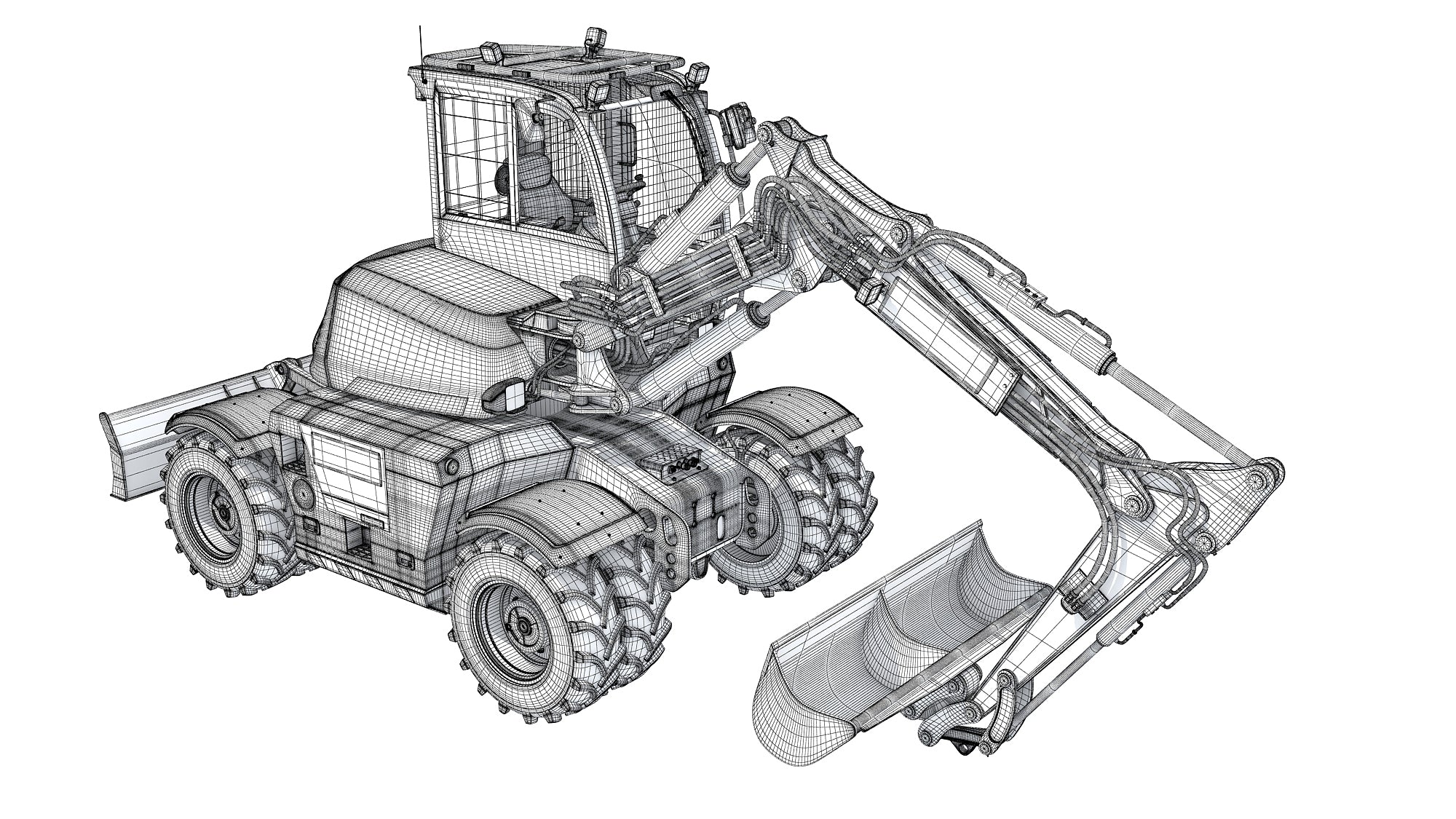 JCB HYDRADIG Wheeled Excavator 3D Model