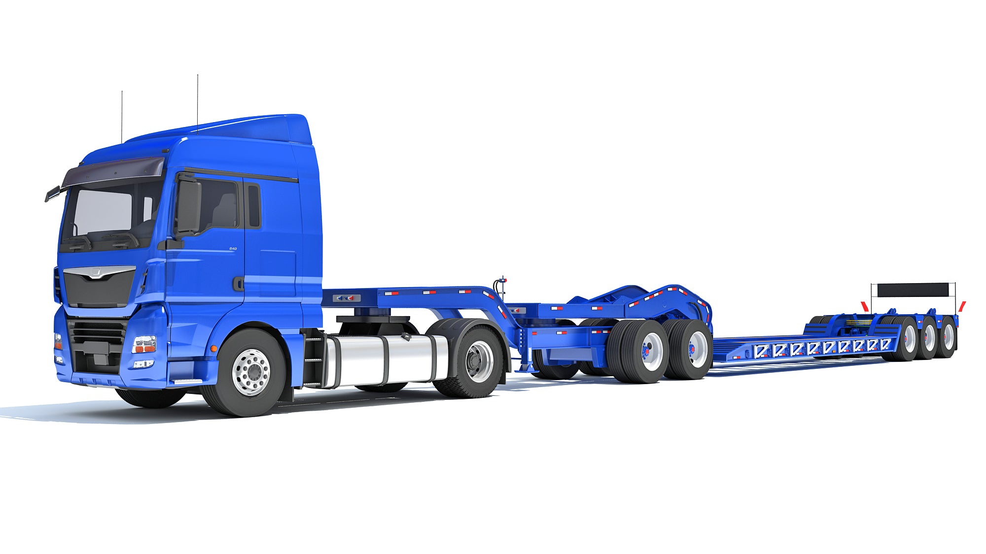 Semi Truck with Lowboy Trailer