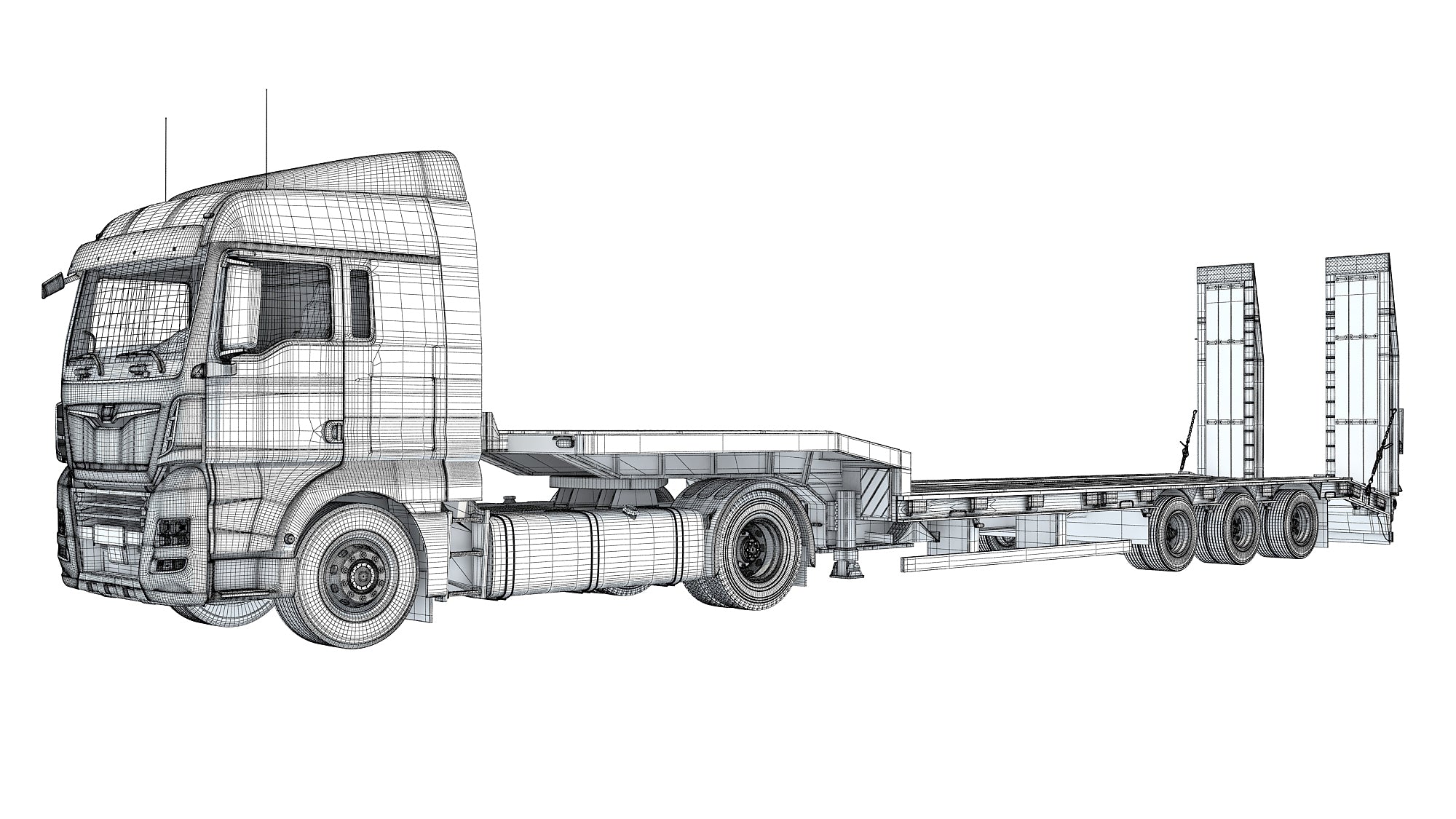 Heavy Truck with Semi Low Loader Trailer