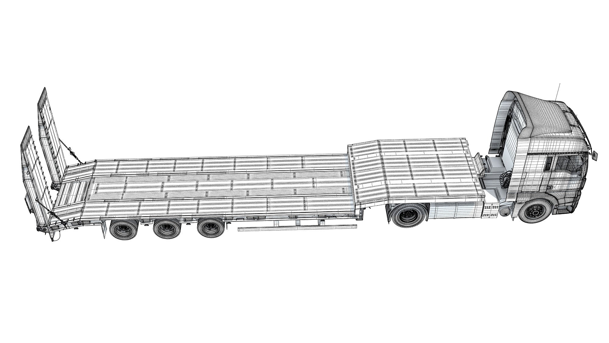 Heavy Truck with Semi Low Loader Trailer