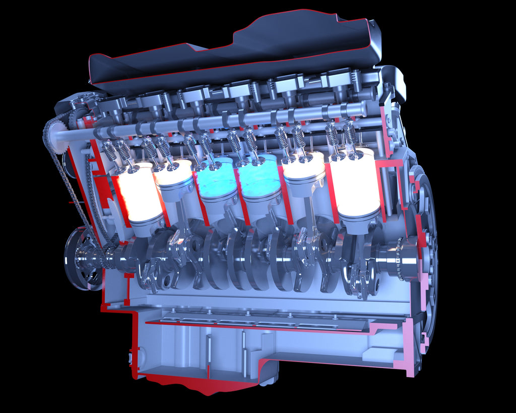 Cutaway Animated V12 Engine